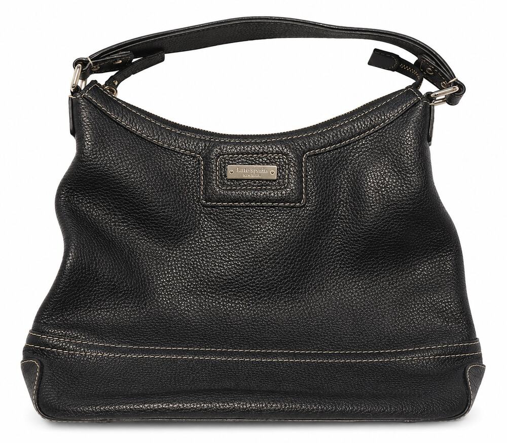 Kate Spade New York Black Pebbled Leather Shoulder Hobo Bag Large Purse; vintage
